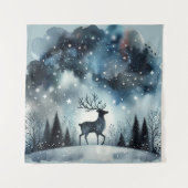 Tenture Cerf Nuit d'Hiver Étoilée (Devant)