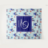 Tenture Cerfs, Arbres de Noël, et Snowflakes avec Monogram (Devant (Horizontal))