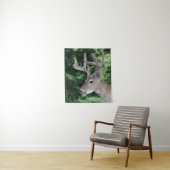 Tenture Cerfs communs de queue blanche en velours (En situation)