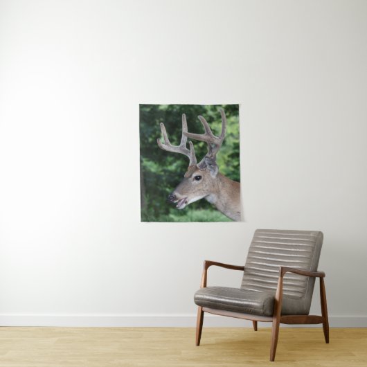 Tenture Cerfs communs de queue blanche en velours (En situation)