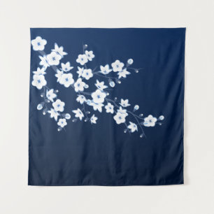 Tenture Cerise Fleur Bleu Blanc