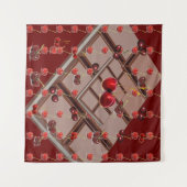 Tenture 'Cerises & Chocolat' multifonctions avec rouge fon (Devant (Horizontal))