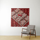 Tenture 'Cerises & Chocolat' multifonctions avec rouge fon (En situation)