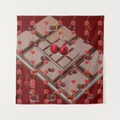 Tenture 'Cerises & Chocolat' multifonctions avec rouge fon (Devant)