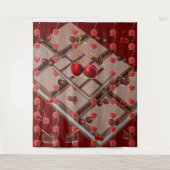 Tenture Cerises et chocolat avec rouge foncé (Devant)