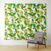 Tenture Cerises jaunes sur blanc (En situation (horizontale))