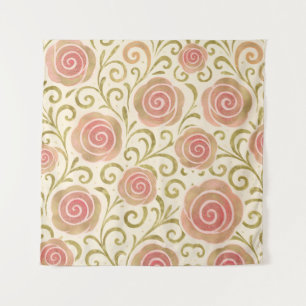 Tenture Cerises Rouges avec Nœud Rose Coquette Cottage Chi