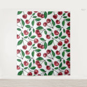 Tenture Cerises rouges sur blanc (Devant)