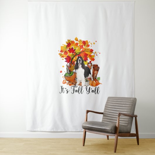Tenture C'est automne Y'all Springer Spaniel Dog Halloween (En situation)
