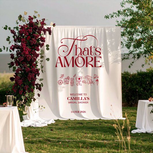 Tenture C'est l'Amour Rouge Mariage dessinée à la main