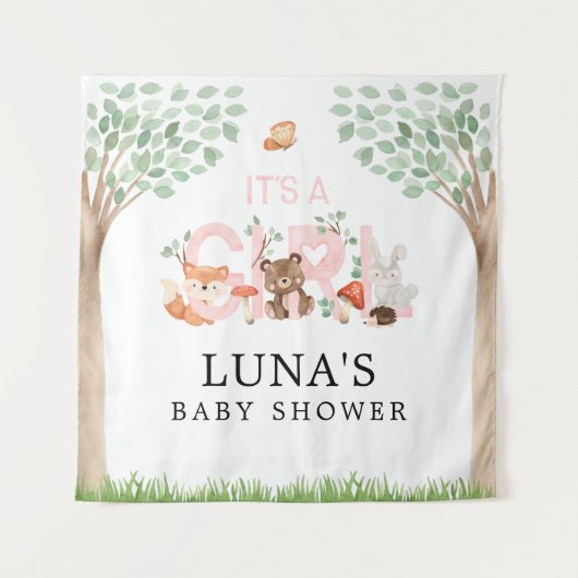 Tenture C'est un Baby shower de bois de fille Contexte (Devant)