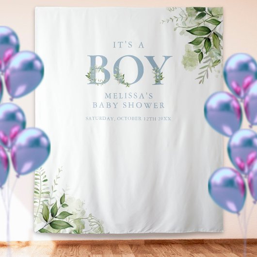 Tenture C'est un garçon feuillage bleu Baby Shower Accesso