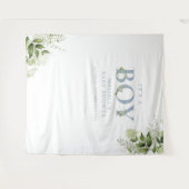 Tenture C'est un garçon Foliage bleu Baby shower photo Pro (Devant (Horizontal))