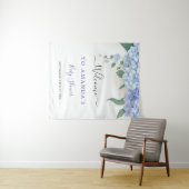 Tenture C'est un garçon, Hydrangea Blue, Baby Shower botan (En situation (horizontale))