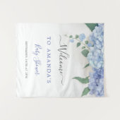 Tenture C'est un garçon, Hydrangea Blue, Baby Shower botan (Devant (Horizontal))