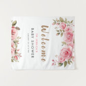 Tenture C'est une fille ! Baby Shower à l'aquarelle fleurs (Devant (Horizontal))