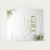 Tenture C'est une fille Foliage Gold Baby shower photo fon (Devant (Horizontal))