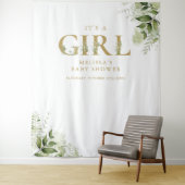 Tenture C'est une fille Foliage Or Fête prénatale Fond de  (En situation)