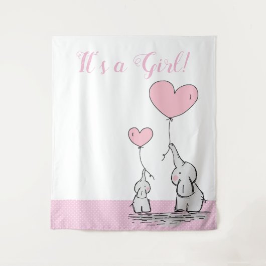 Tenture C'est une fille Maman bébé éléphant mignon avec de (Devant)