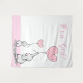 Tenture C'est une fille mignonne maman bébé éléphant avec (Devant (Horizontal))