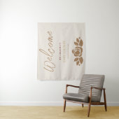 Tenture C'est une fille Shower Bébé Fleur Blanc Or (En situation)