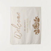 Tenture C'est une fille Shower Bébé Fleurs Blanches Dorées (Devant)