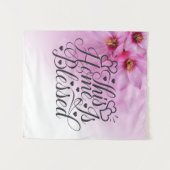 Tenture Cette Maison Est Bénie | Floral rose (Devant (Horizontal))