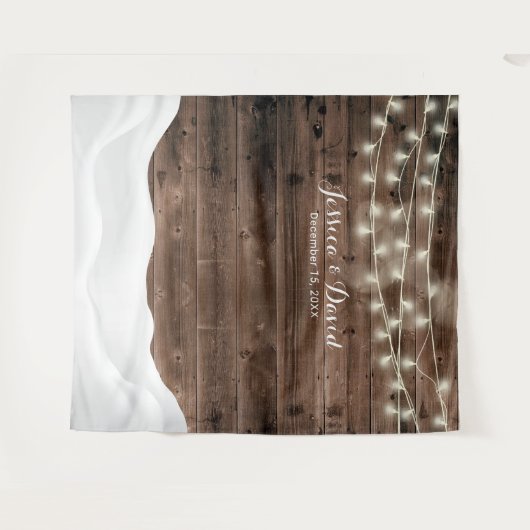 Tenture Chaîne rustique Lights Neige Hiver Mariage Arrière (Devant (Horizontal))