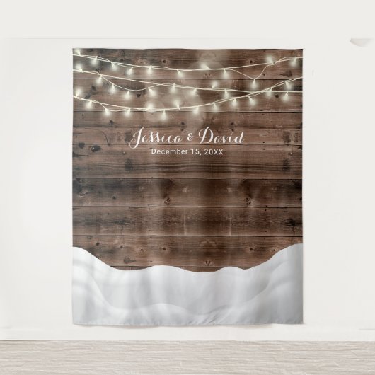 Tenture Chaîne rustique Lights Neige Hiver Mariage Arrière (Devant)