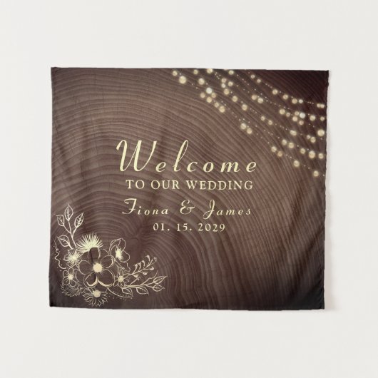 Tenture Chaîne rustique Lumières Mariage en bois Accueil (Devant (Horizontal))