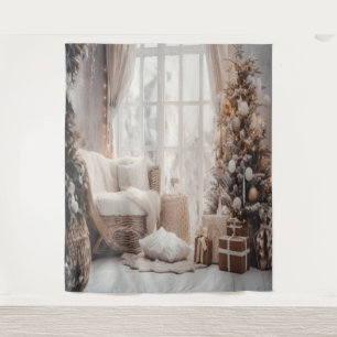 Tenture Chaise confortable, Fenêtre neigeuse & Arbre éléga