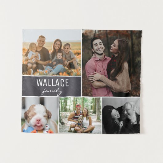 Tenture Chalkboard Family Reunion Photo Collage (Devant (Horizontal))
