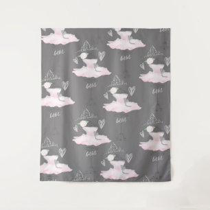 Tenture Chambre de Filles aux Ballerines de Couture Rose &