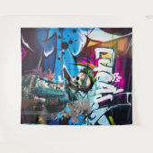 Tenture Chambre décorative graffiti zombie monogramme (Devant (Horizontal))