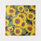 Tenture Champ de tournesol : aquarelle noir arrière - plan (Devant (Horizontal))