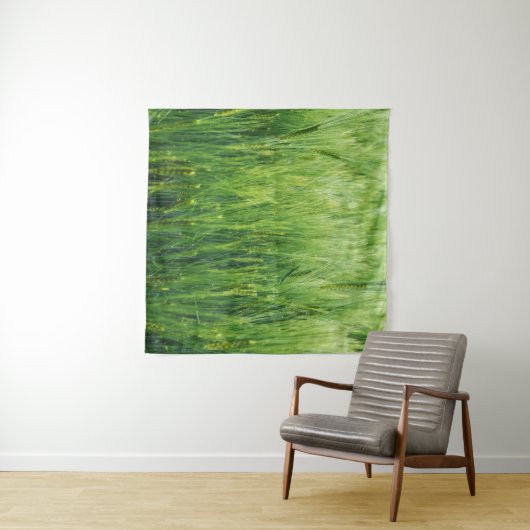 Tenture Champ d'orge verte, closeup de printemps. (En situation (horizontale))