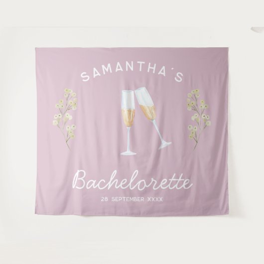 Tenture Champagne Bachelorette Party Contexte Boho Floral (Devant (Horizontal))