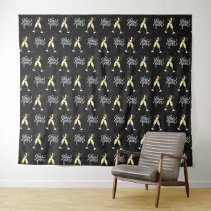 Tenture Champagne Gold Black Verre Confetti Moderne