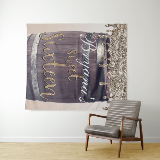 Tenture Champagne Gold Parties scintillant Drip Glam Sweet (En situation (horizontale))