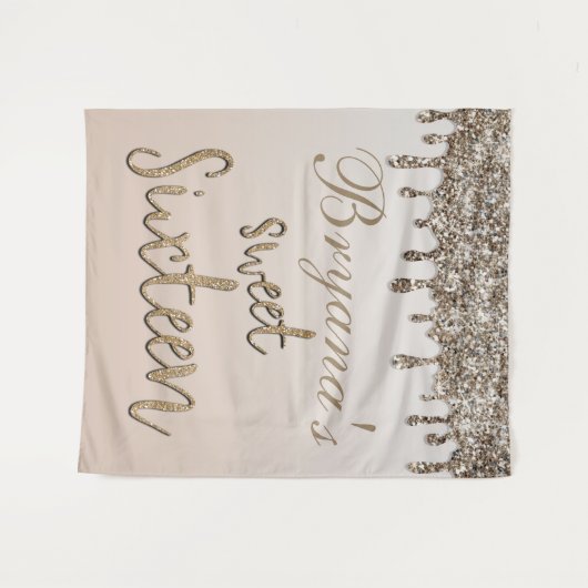 Tenture Champagne Gold Parties scintillant Drip Glam Sweet (Devant (Horizontal))