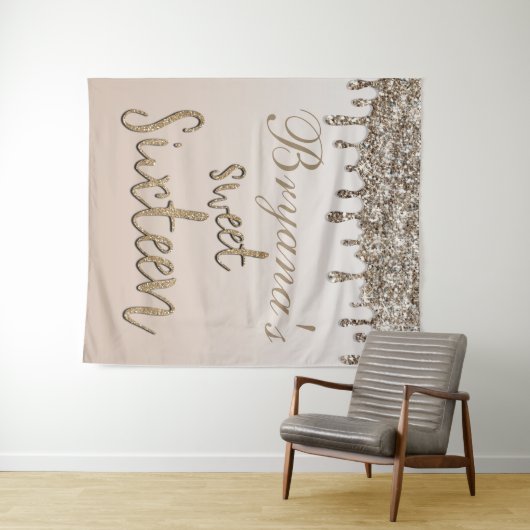 Tenture Champagne Gold Parties scintillant Drip Glam Sweet (En situation (horizontale))