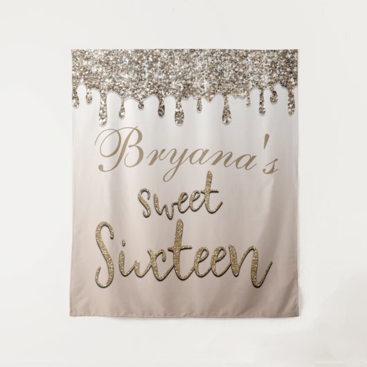 Tenture Champagne Gold Parties scintillant Drip Glam Sweet (Devant)