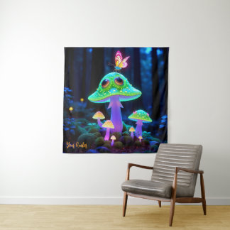 Tenture Champignon et Papillon Fantastiques Lumineux Encha