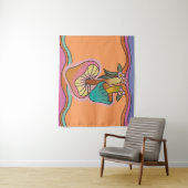 Tenture Champignon Psychedelique Groovy Rétro Hippie 60s (En situation)