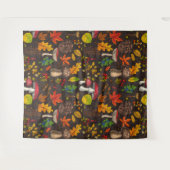 Tenture Champignons d'automne, feuilles, noix et baies sur (Devant (Horizontal))