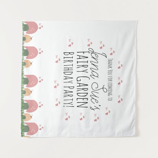 Tenture Champignons de jardin de fées coccinelles papillon (Devant (Horizontal))