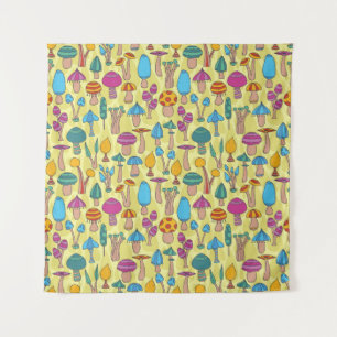 Tenture Champignons magiques Doodle Motif sans couture