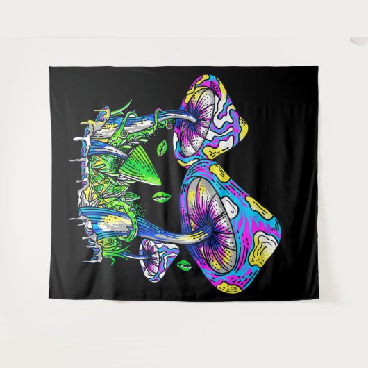 Tenture Champignons psychédéliques (Devant (Horizontal))