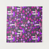 Tenture Champignons rétro Purple psychédélique, rose et no (Devant (Horizontal))