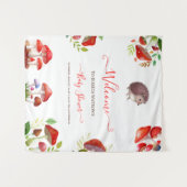 Tenture Champignons Rouge Aquarelle Forêt Baby shower rust (Devant (Horizontal))